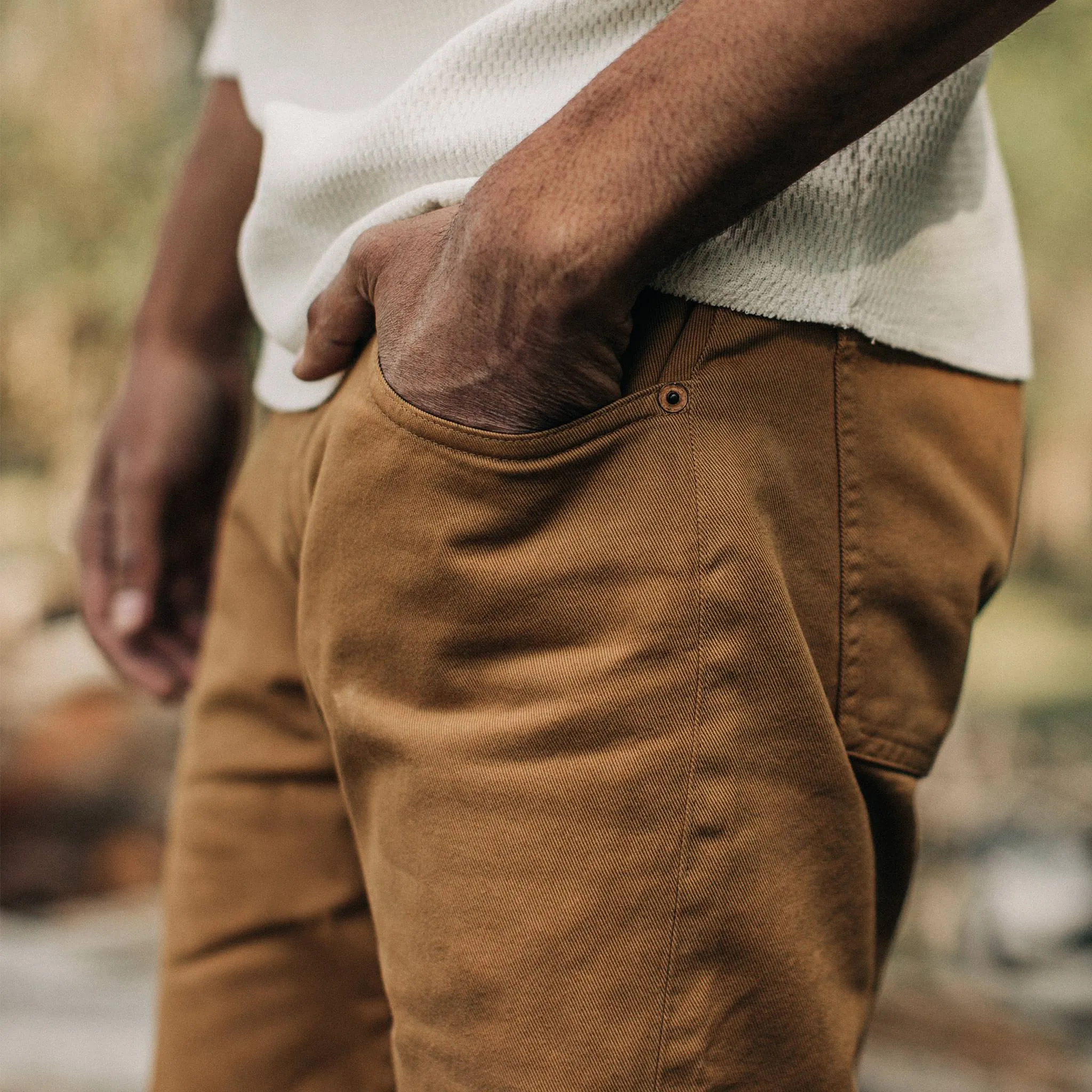 The Slim All Day Pant in British Khaki Selvage sold by Taylor Stitch product image thumbnail 3