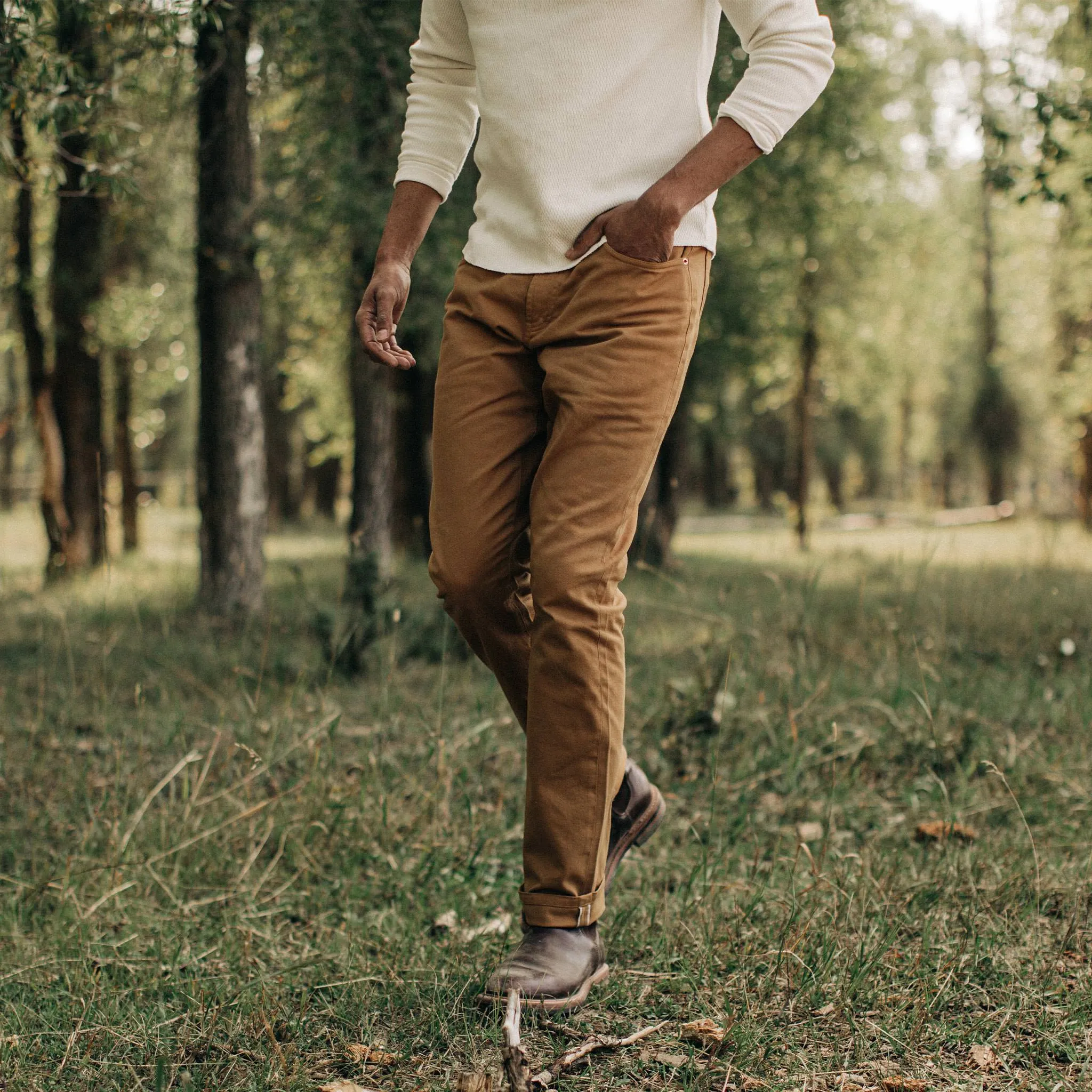 The Slim All Day Pant in British Khaki Selvage sold by Taylor Stitch product image thumbnail 2