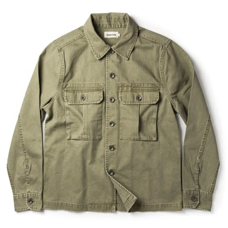 The HBT Jacket in Washed Olive sold by Taylor Stitch
