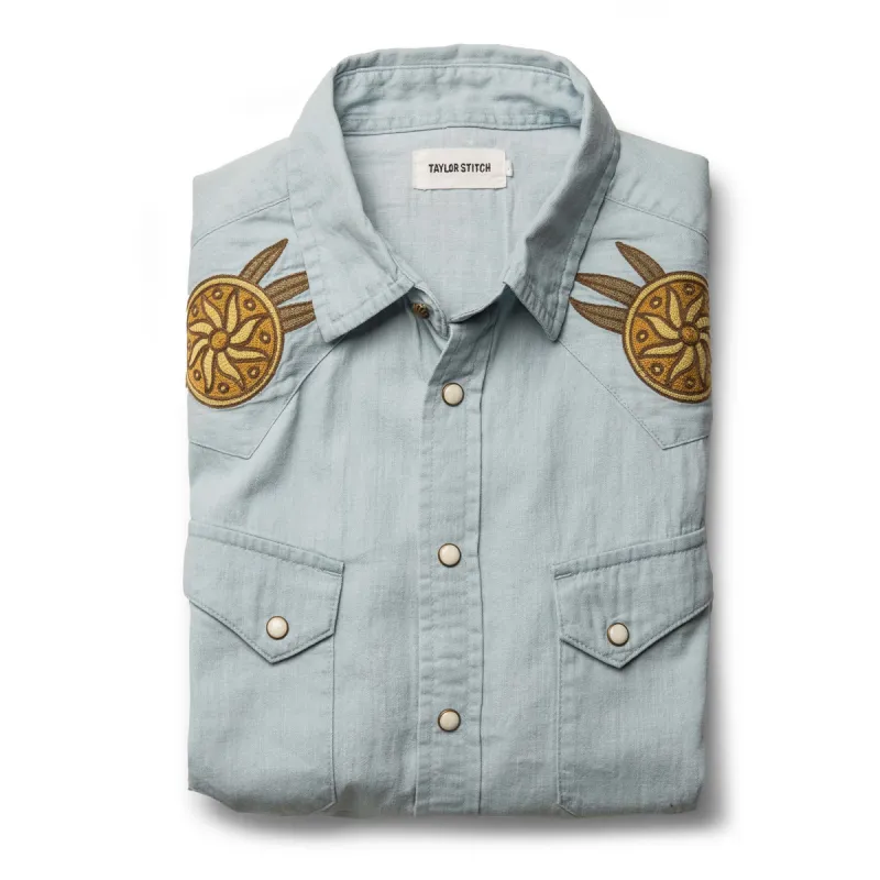 The Embroidered Western Shirt in Washed Selvage sold by Taylor Stitch