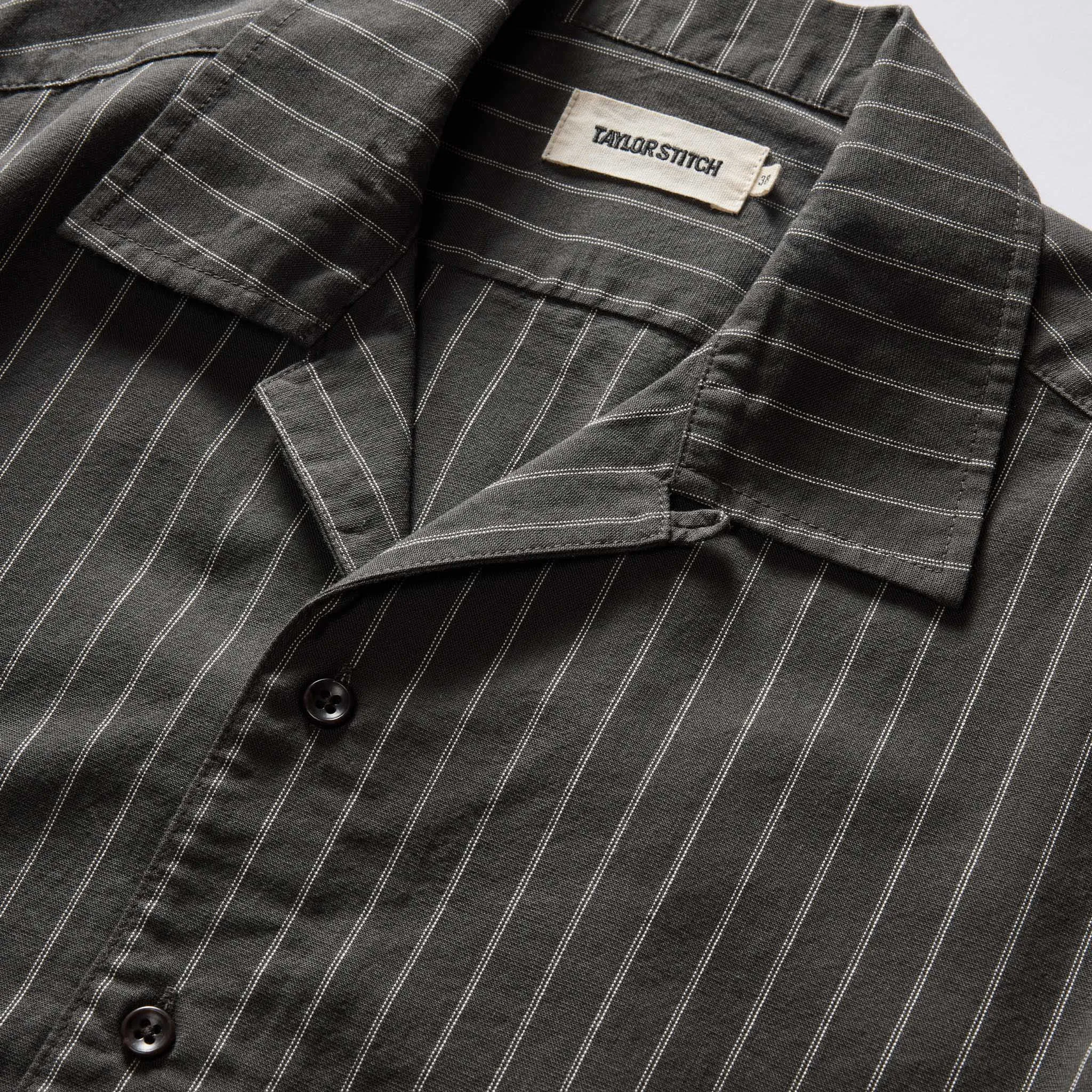 The Short Sleeve Davis Shirt in Kelp Stripe sold by Taylor Stitch product image thumbnail 5