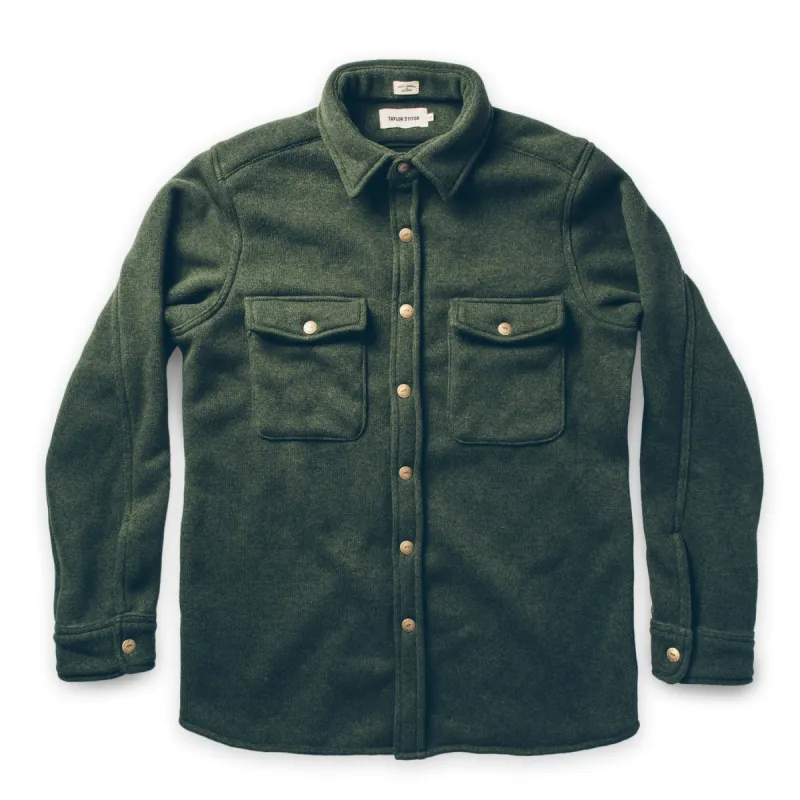 The Big Sur Jacket in Heather Olive Polartec sold by Taylor Stitch