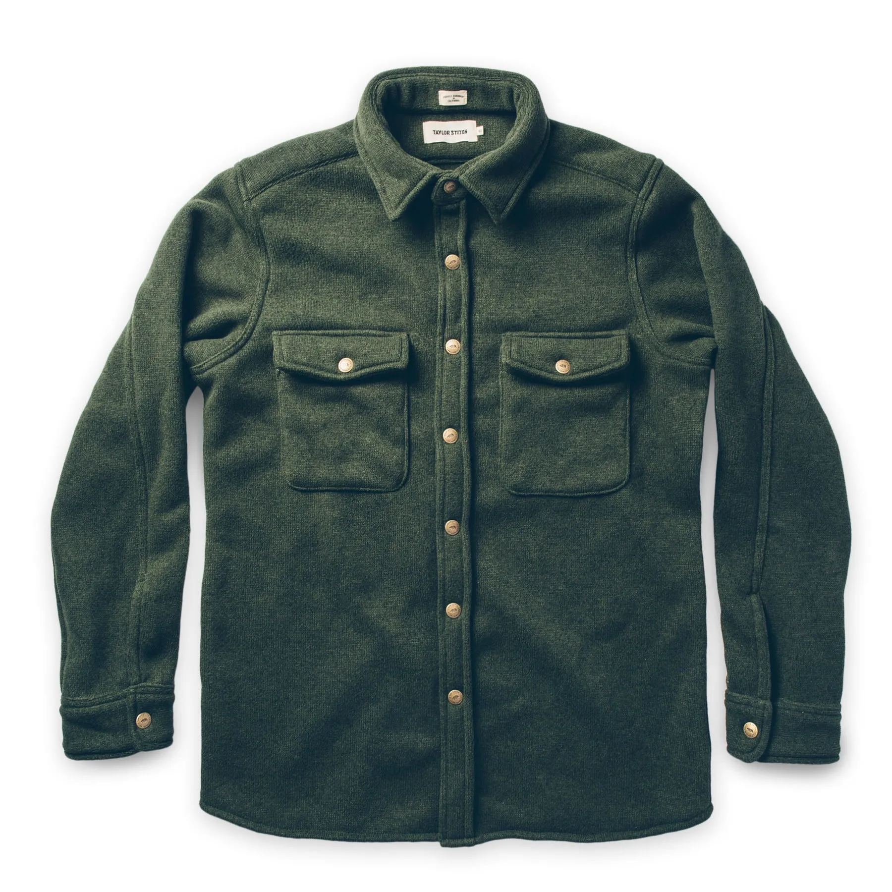 The Big Sur Jacket in Heather Olive Polartec sold by Taylor Stitch