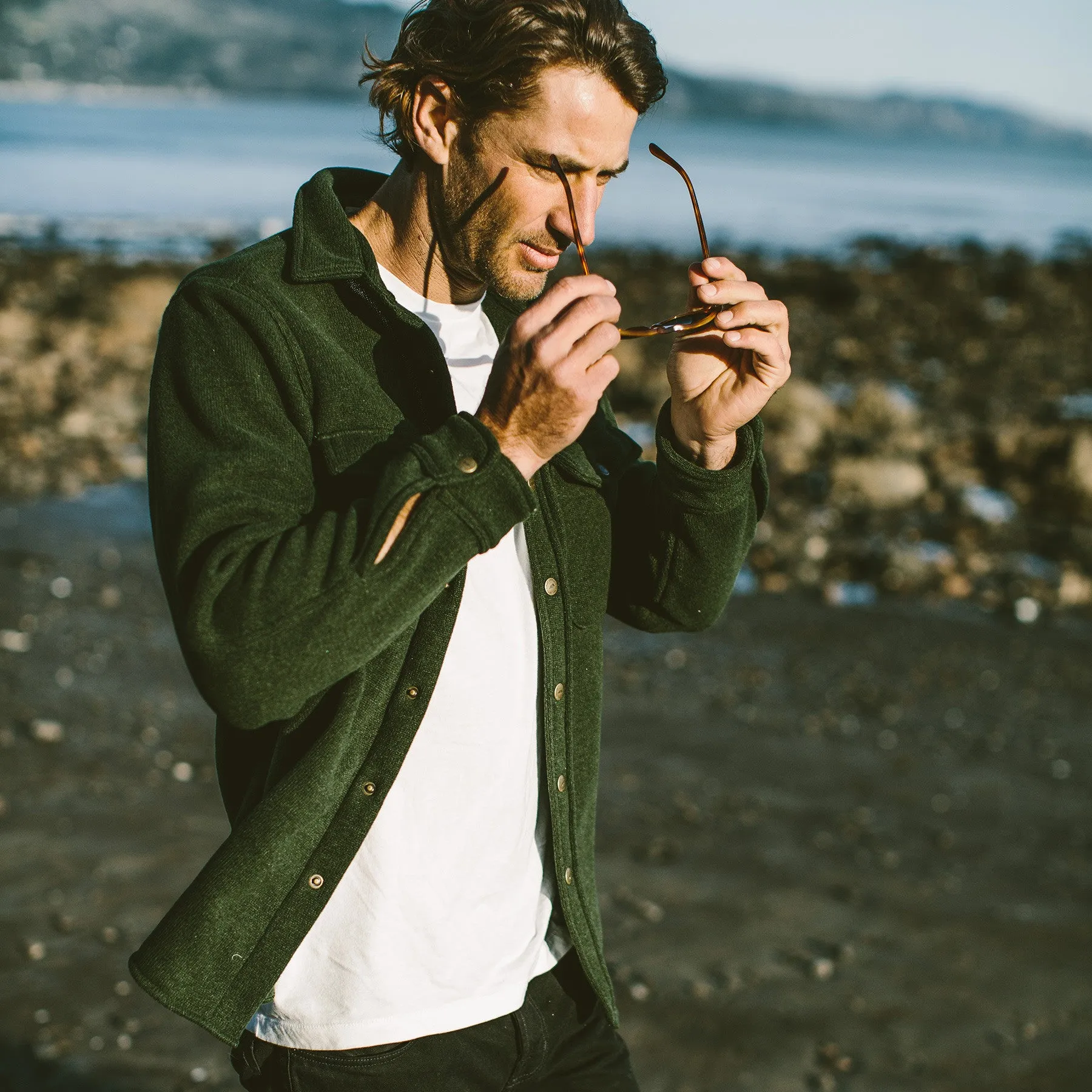 The Big Sur Jacket in Heather Olive Polartec sold by Taylor Stitch product image thumbnail 2