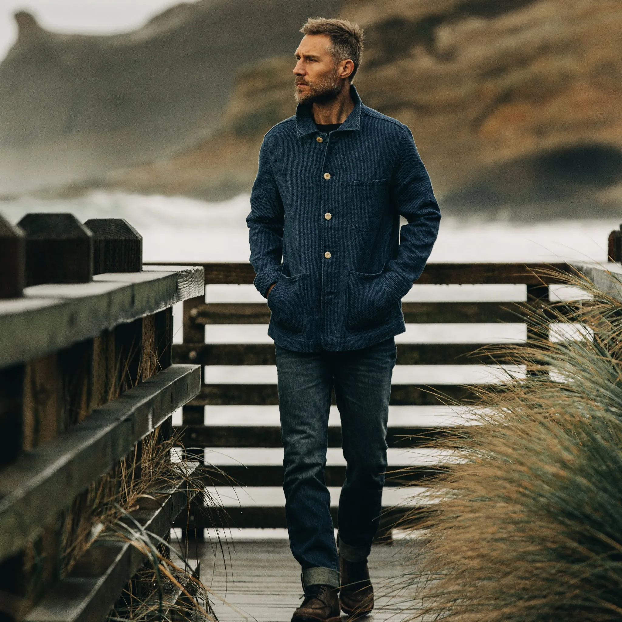 The Ojai Jacket in Washed Indigo Sashiko | Parallel