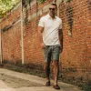 The Apres Short in Olive Pin Dot sold by Taylor Stitch
