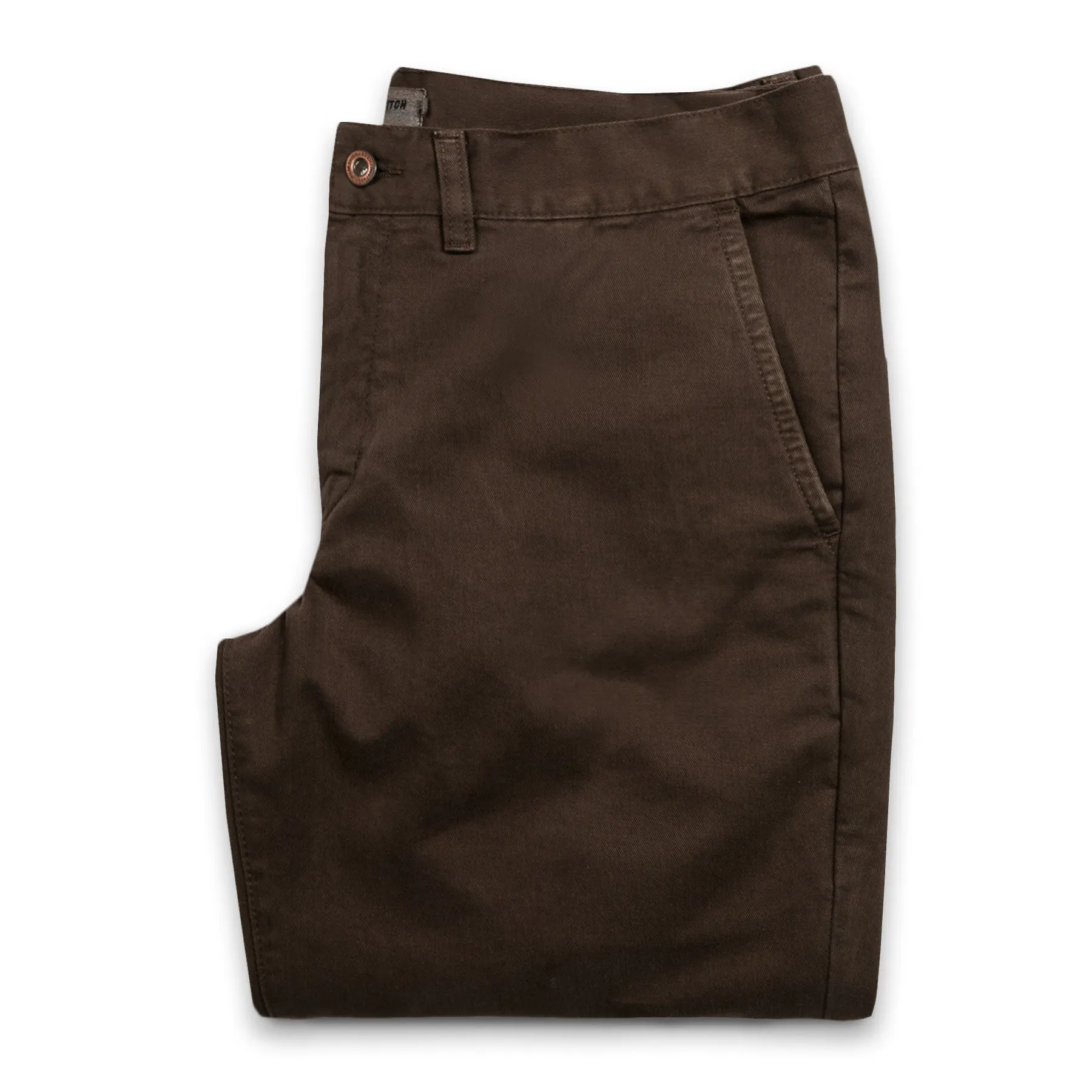 The Slim Chino in Chocolate sold by Taylor Stitch