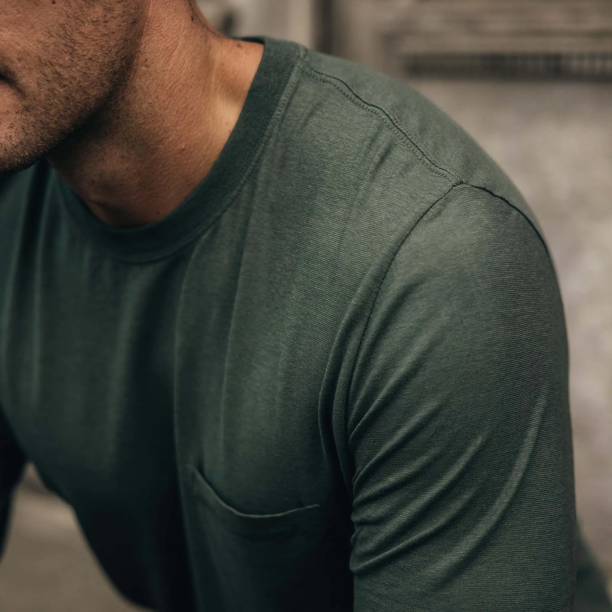 The Cotton Hemp Long Sleeve Tee in Pine sold by Taylor Stitch product image thumbnail 3
