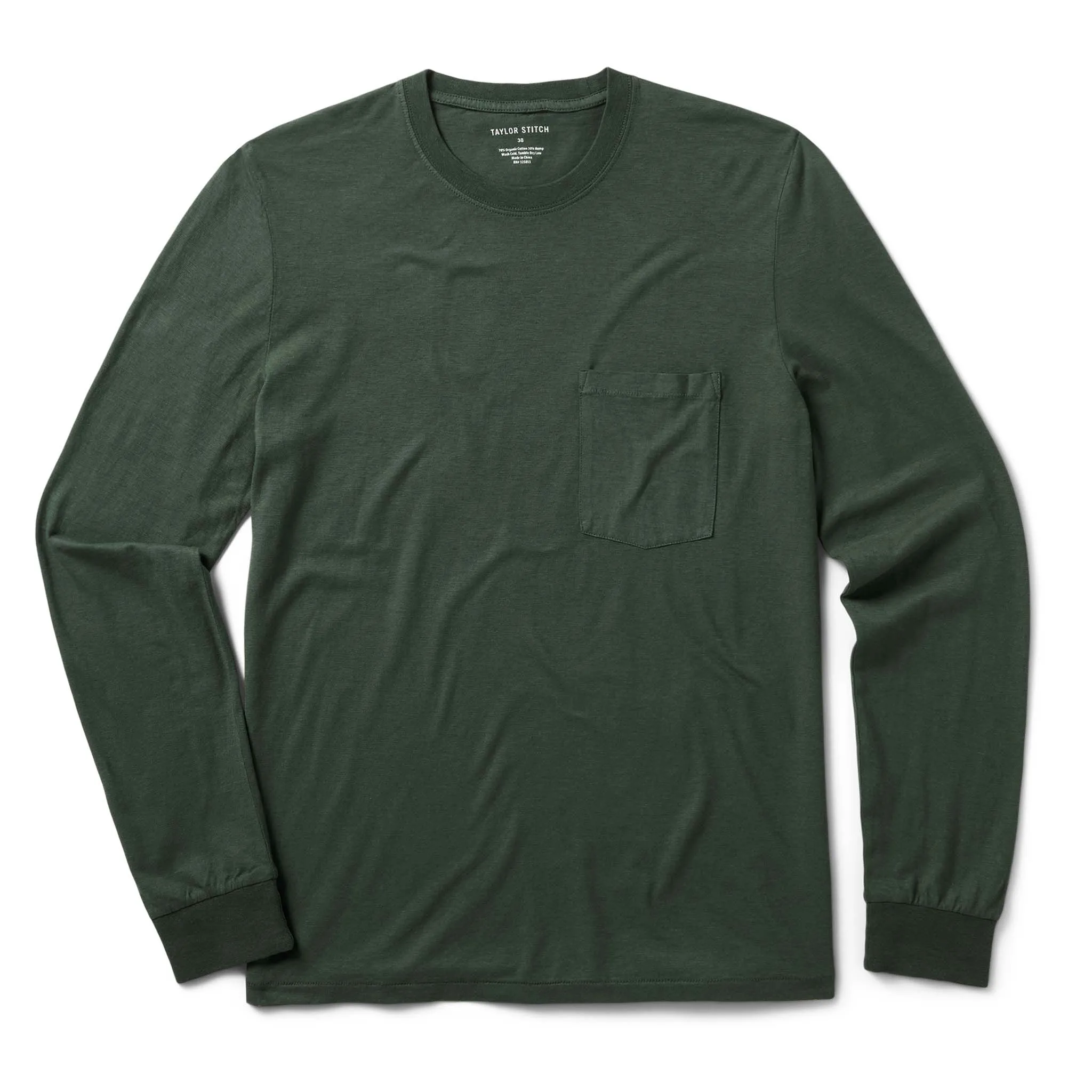 The Cotton Hemp Long Sleeve Tee in Pine sold by Taylor Stitch