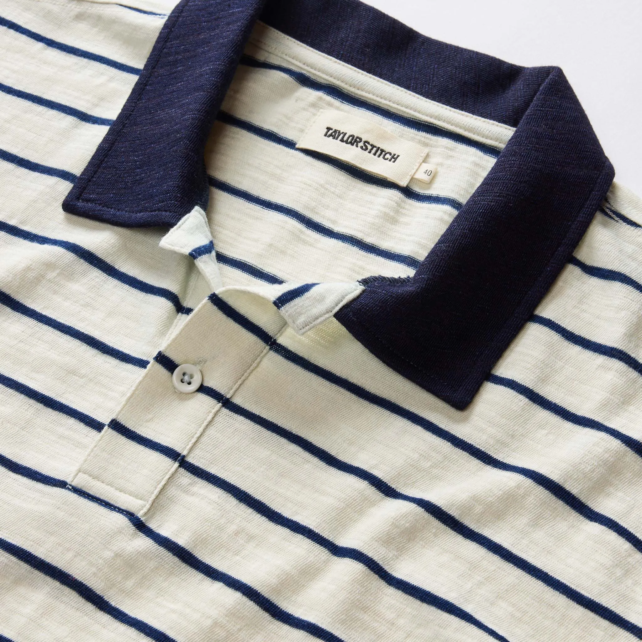 The Organic Cotton Polo in Bleached Natural Stripe sold by Taylor Stitch product image thumbnail 4