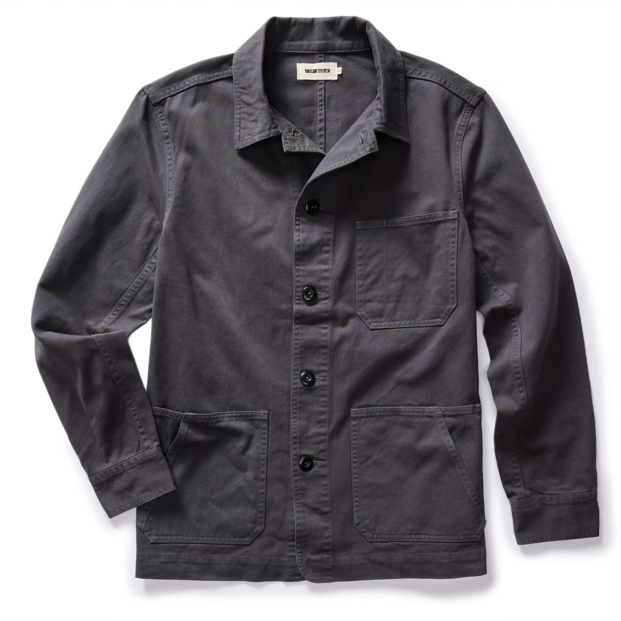 The Ojai Jacket in Organic Charcoal Foundation Twill sold by Taylor Stitch