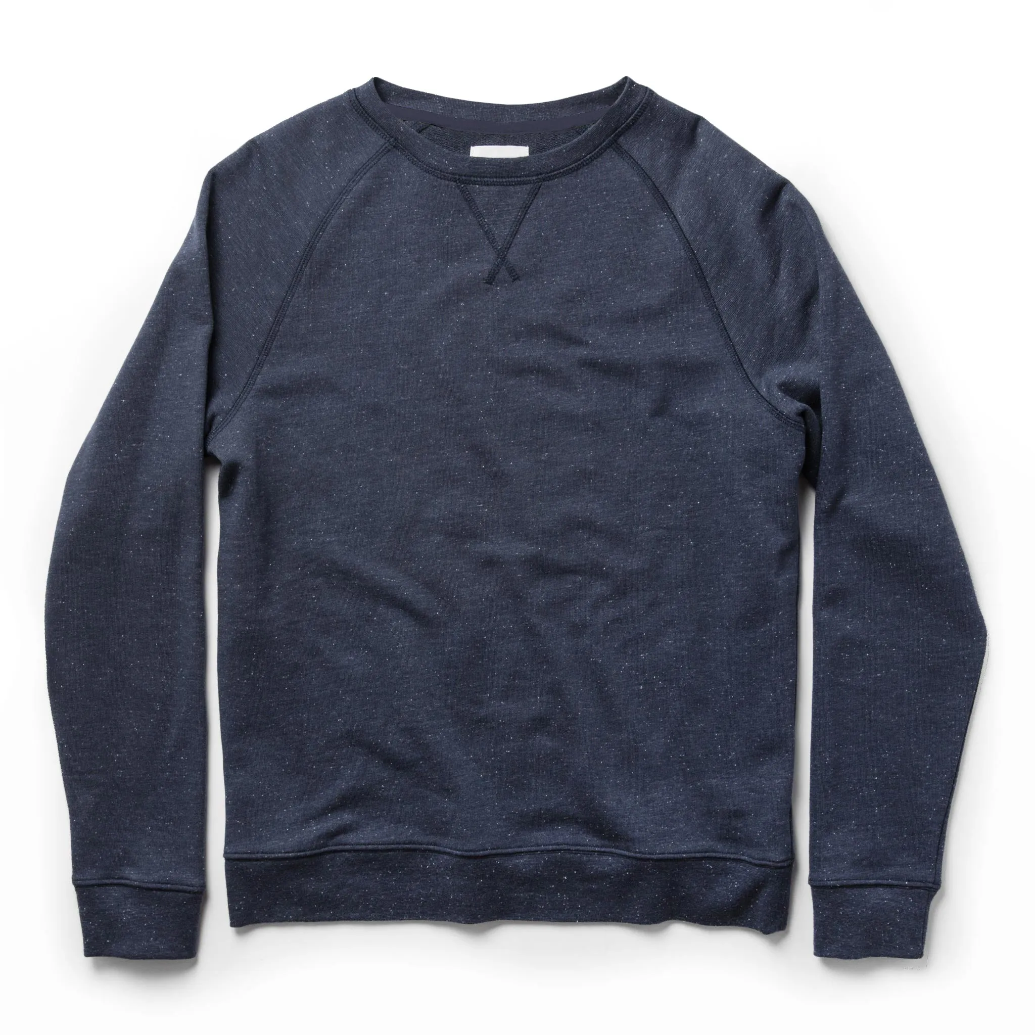 The Crewneck in Navy Donegal Terry sold by Taylor Stitch
