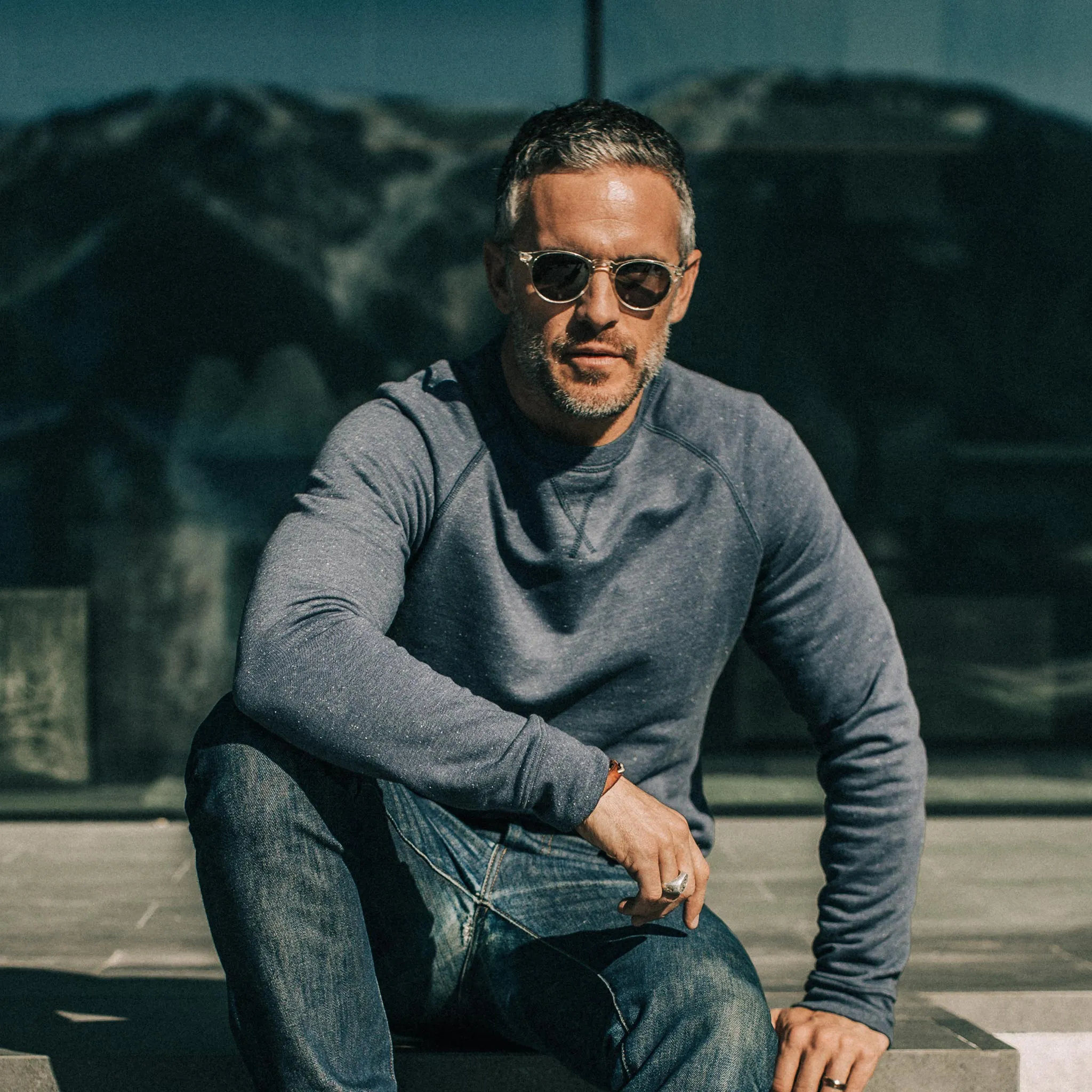 The Crewneck in Navy Donegal Terry sold by Taylor Stitch product image thumbnail 2