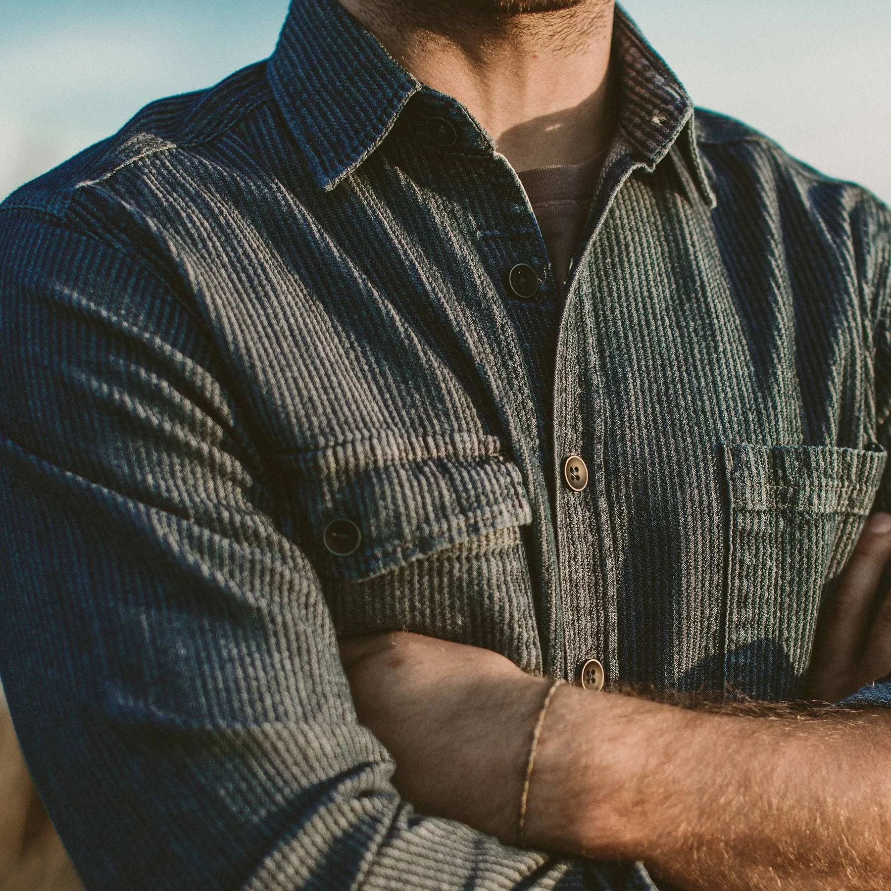 The Utility Shirt in Cone Mills Corded Indigo sold by Taylor Stitch product image thumbnail 4