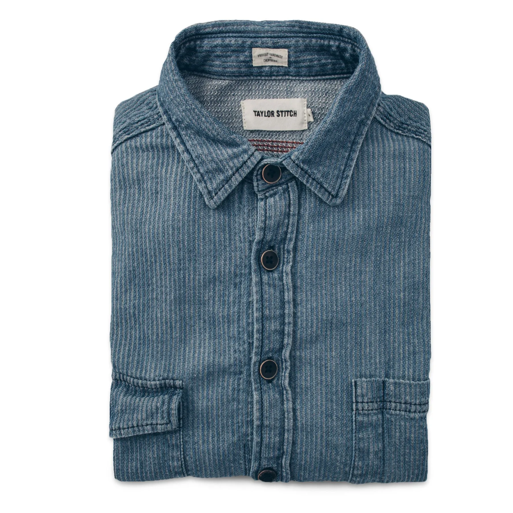 The Utility Shirt in Cone Mills Corded Indigo sold by Taylor Stitch