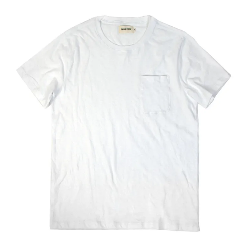 The Crewneck Pocket Tee in White sold by Taylor Stitch