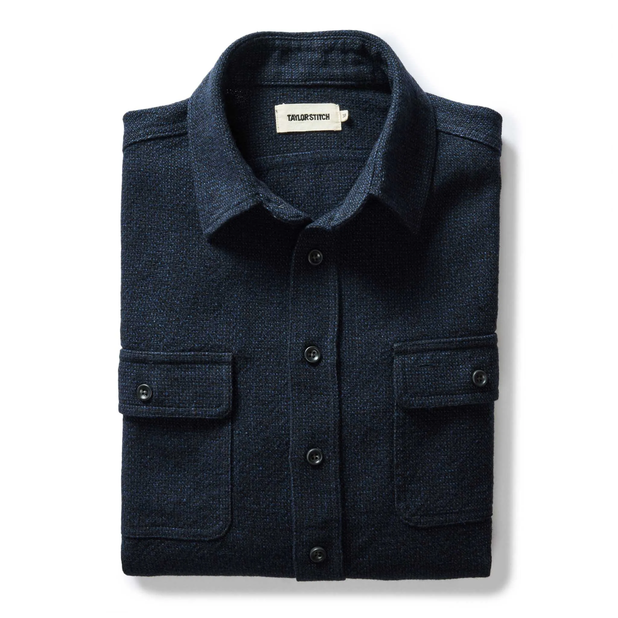 The Ledge Shirt in Dark Navy Linen Tweed sold by Taylor Stitch