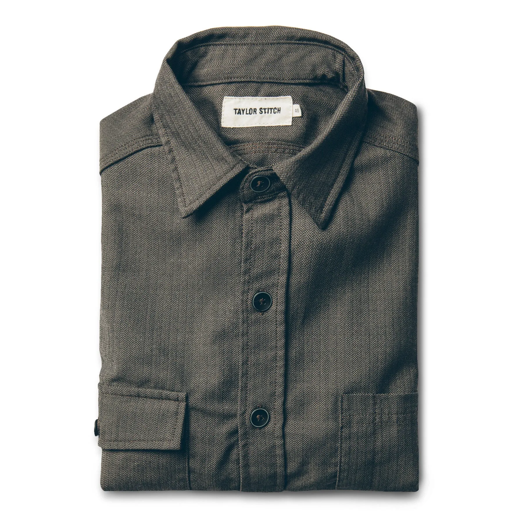 The Utility Shirt in Moss Merino 4S Herringbone sold by Taylor Stitch