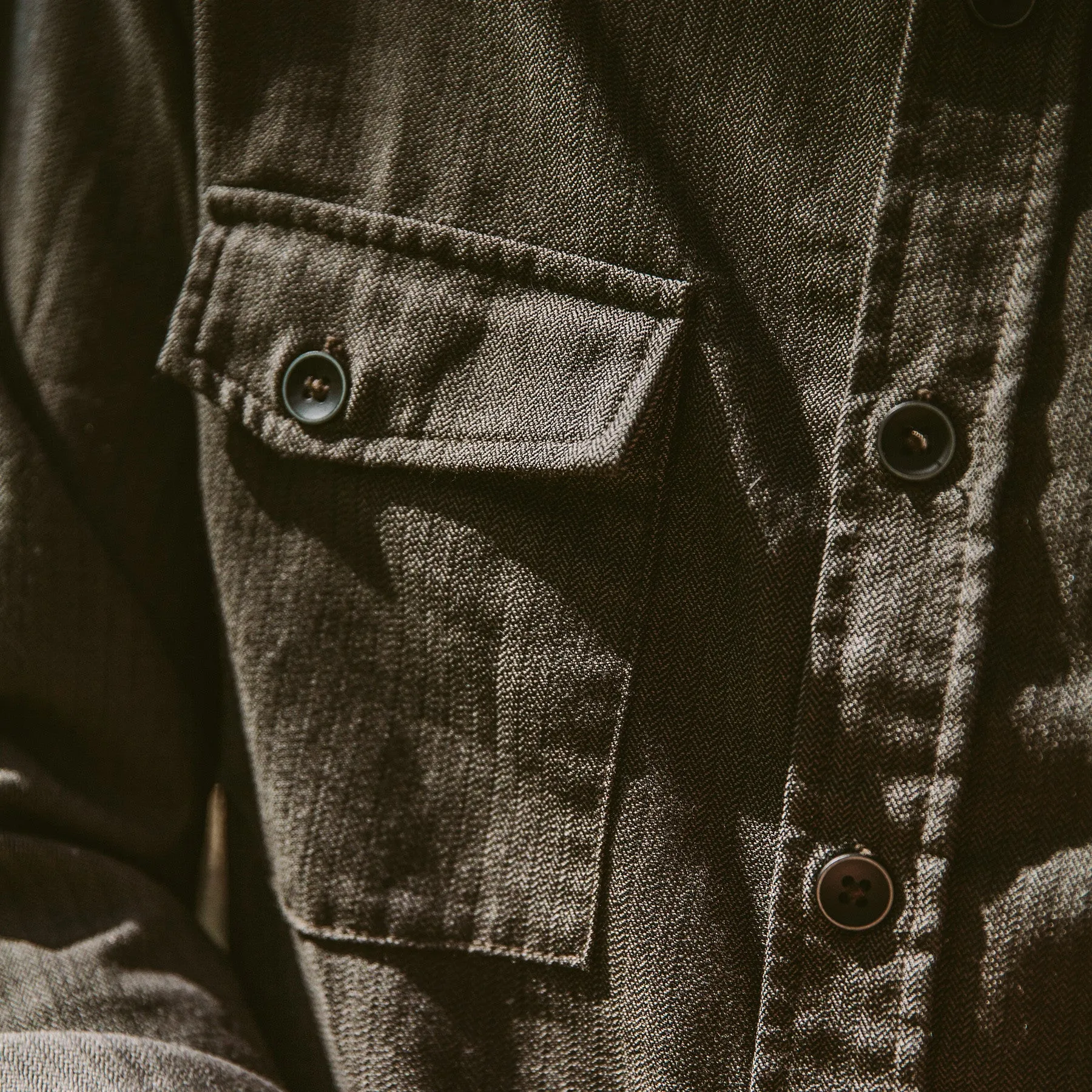 The Utility Shirt in Moss Merino 4S Herringbone sold by Taylor Stitch product image thumbnail 4