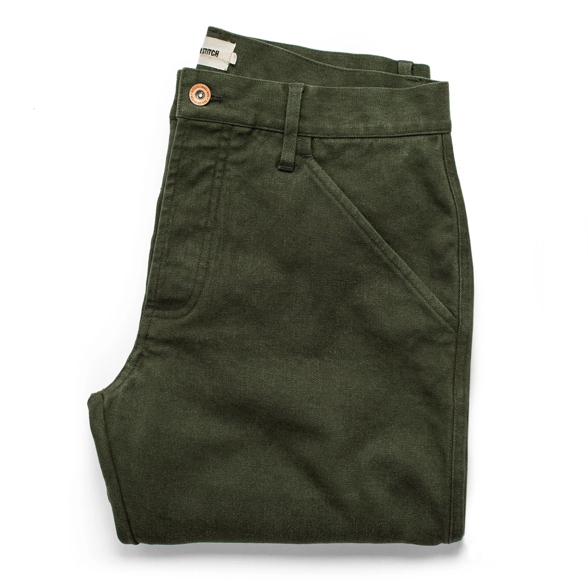 The Camp Pant in Dark Olive Boss Duck sold by Taylor Stitch