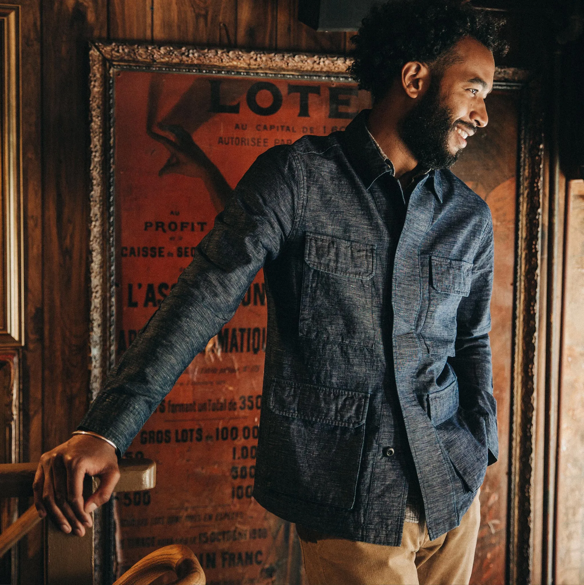 The BDU Shirt Jacket in Indigo Slub sold by Taylor Stitch product image thumbnail 5