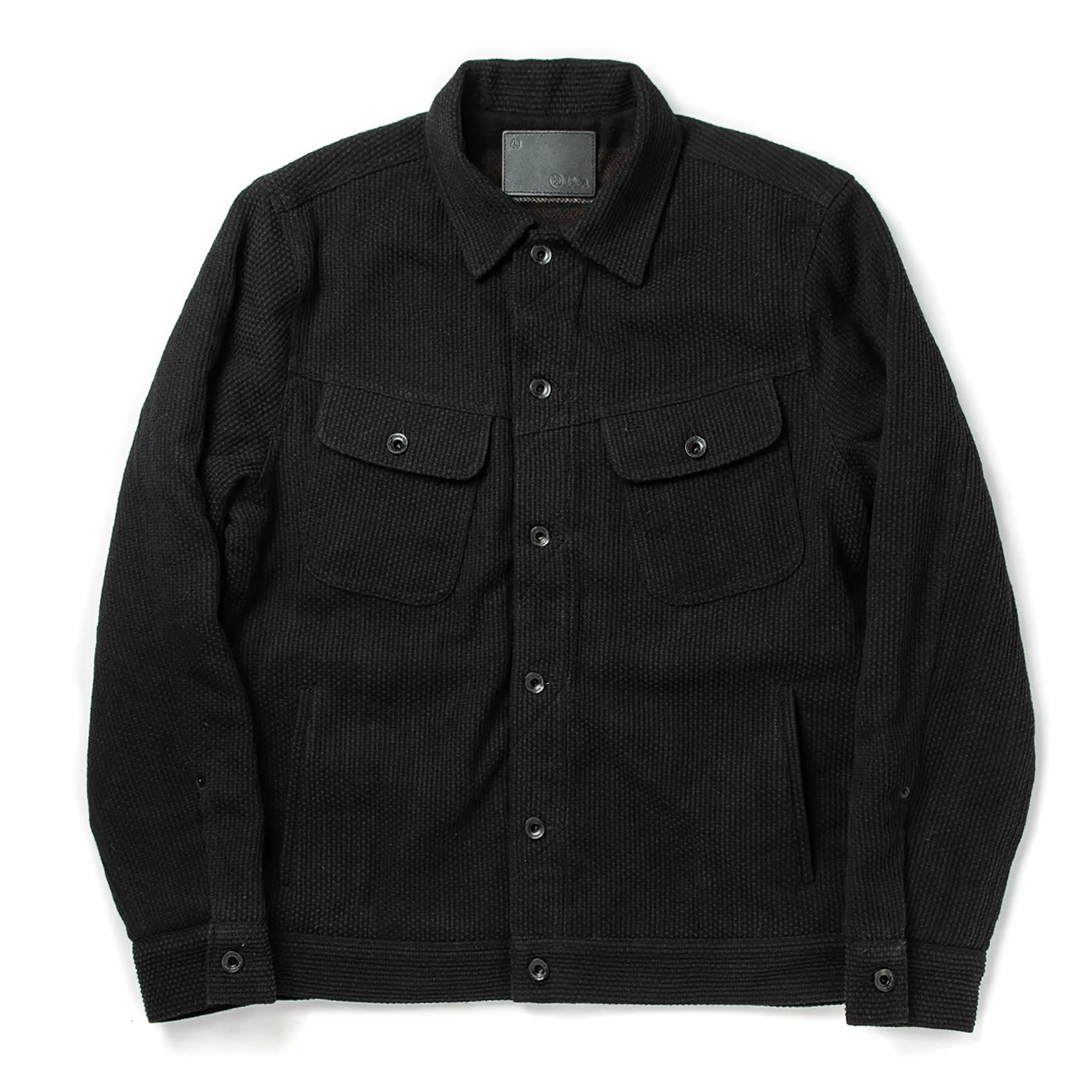 The Long Haul Jacket in Black Indigo Sashiko sold by Taylor Stitch