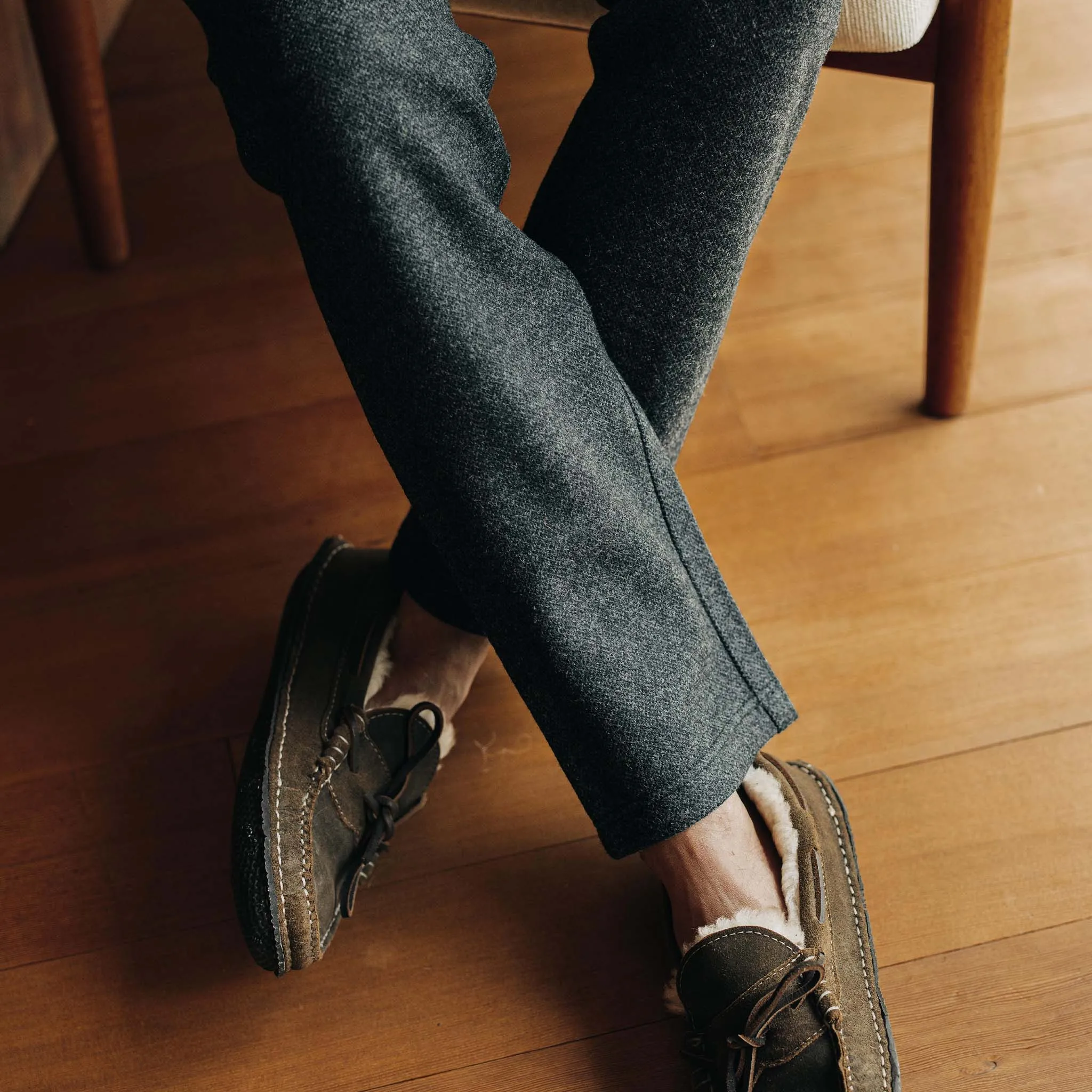 The Weekend Pant in Charcoal Herringbone Wool sold by Taylor Stitch product image thumbnail 4