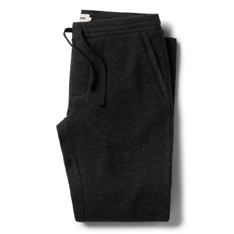 The Weekend Pant in Charcoal Herringbone Wool sold by Taylor Stitch