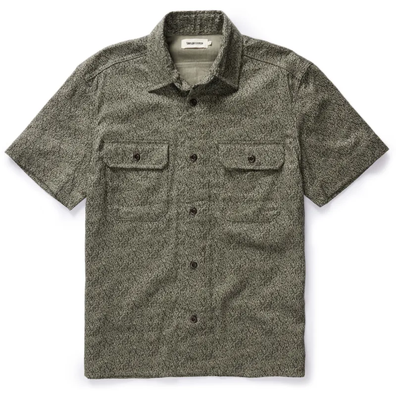 The Short Sleeve Officer Shirt in Static Camo Double Cloth sold by Taylor Stitch