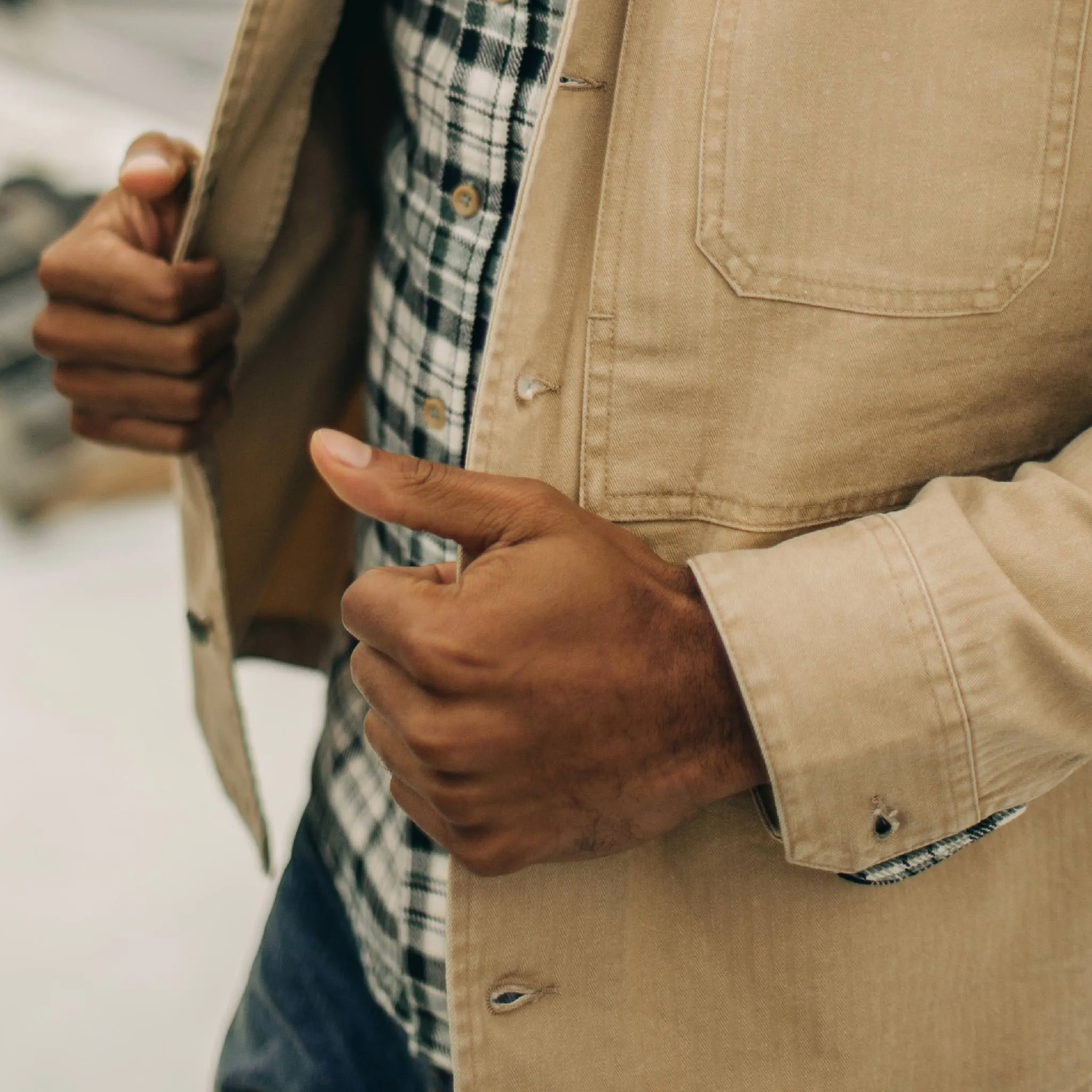 The Reserve Shirt in Khaki Herringbone sold by Taylor Stitch product image thumbnail 5