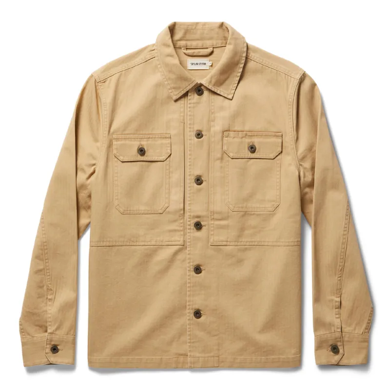 The Reserve Shirt in Khaki Herringbone sold by Taylor Stitch