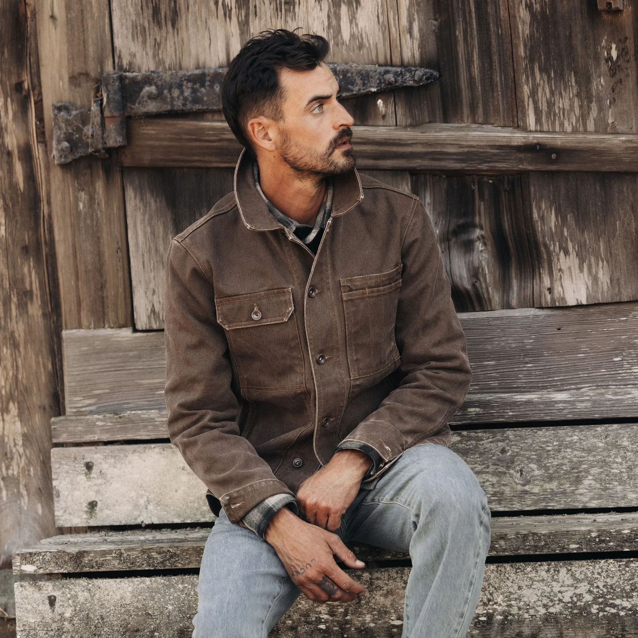 The Longshore Jacket in Aged Penny Chipped Canvas sold by Taylor Stitch product image thumbnail 2