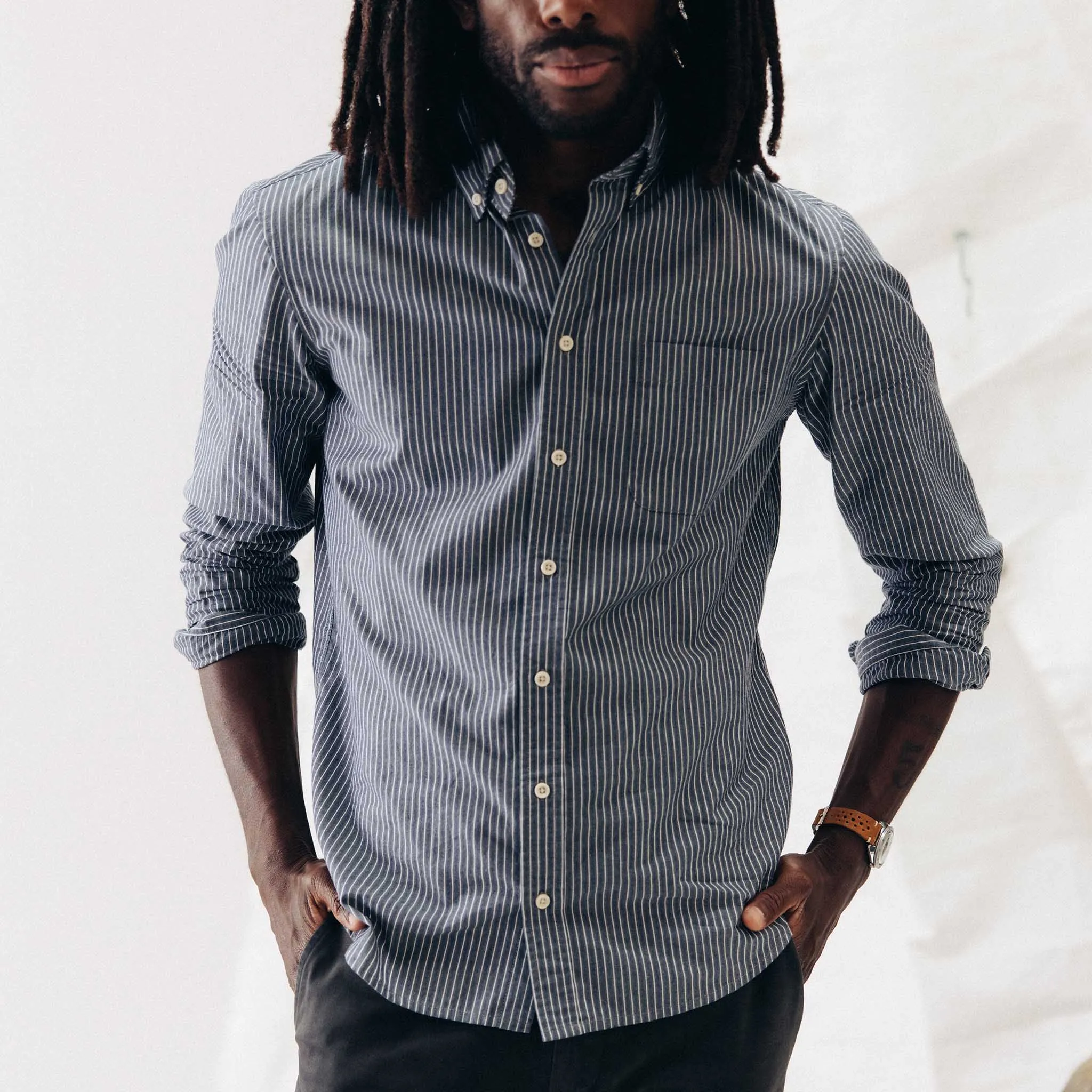 The Jack in Rinsed Indigo Stripe sold by Taylor Stitch product image thumbnail 2