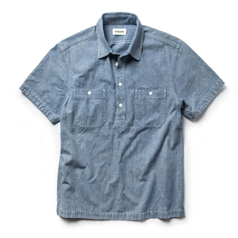 The Short Sleeve Popover in Blue Chambray sold by Taylor Stitch