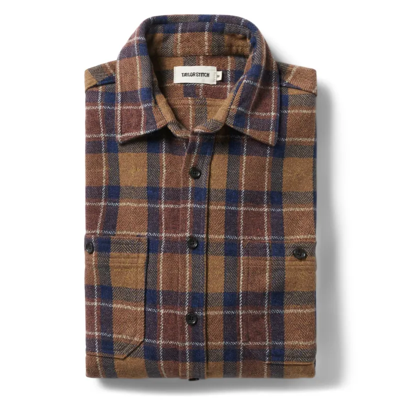 The Utility Shirt in Caramel Jaspe Herringbone Plaid sold by Taylor Stitch