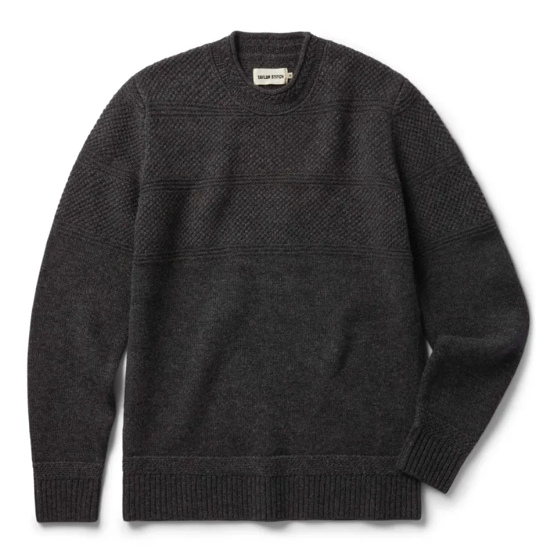 The Ventana Sweater in Heather Graphite sold by Taylor Stitch