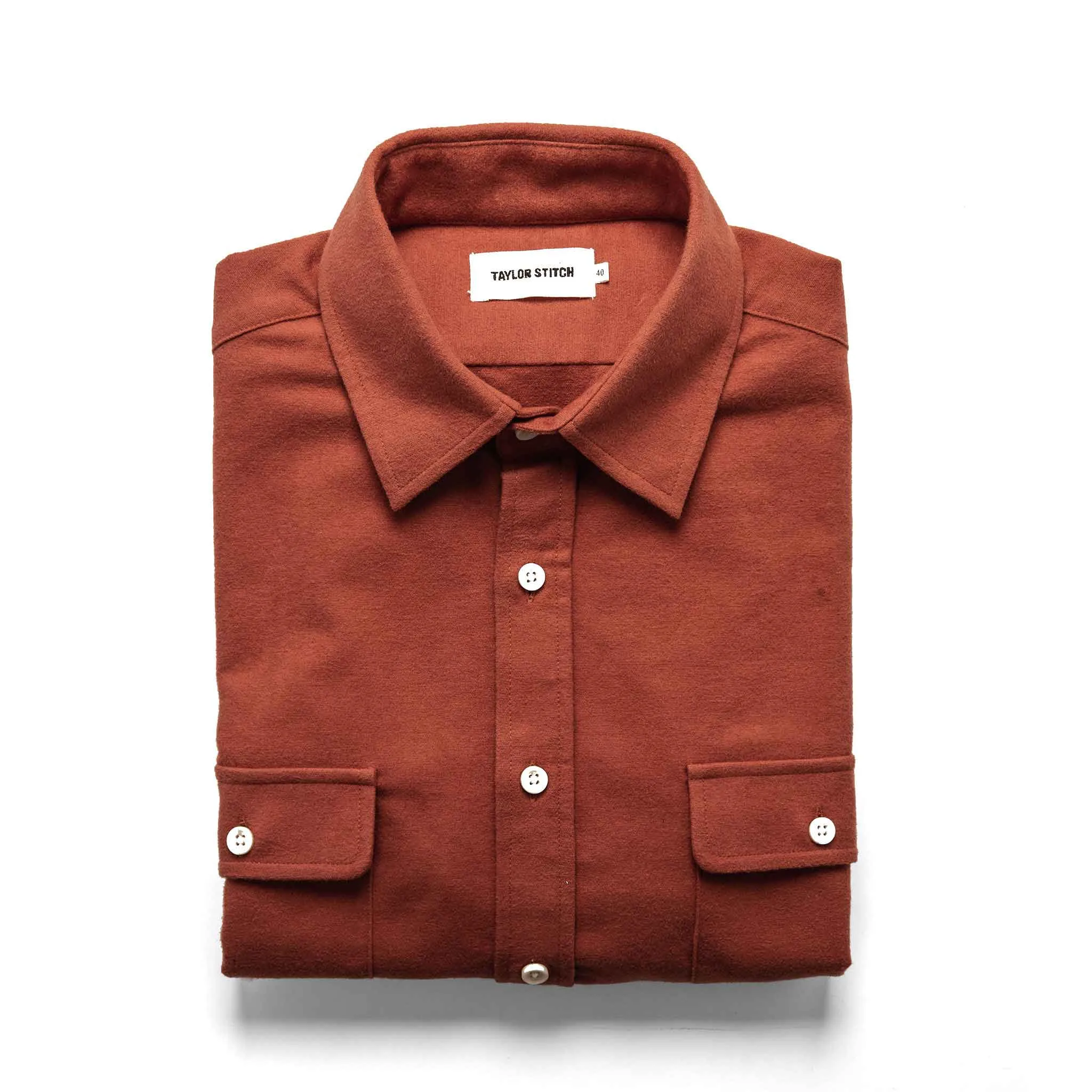 The Yosemite Shirt in Dusty Red sold by Taylor Stitch