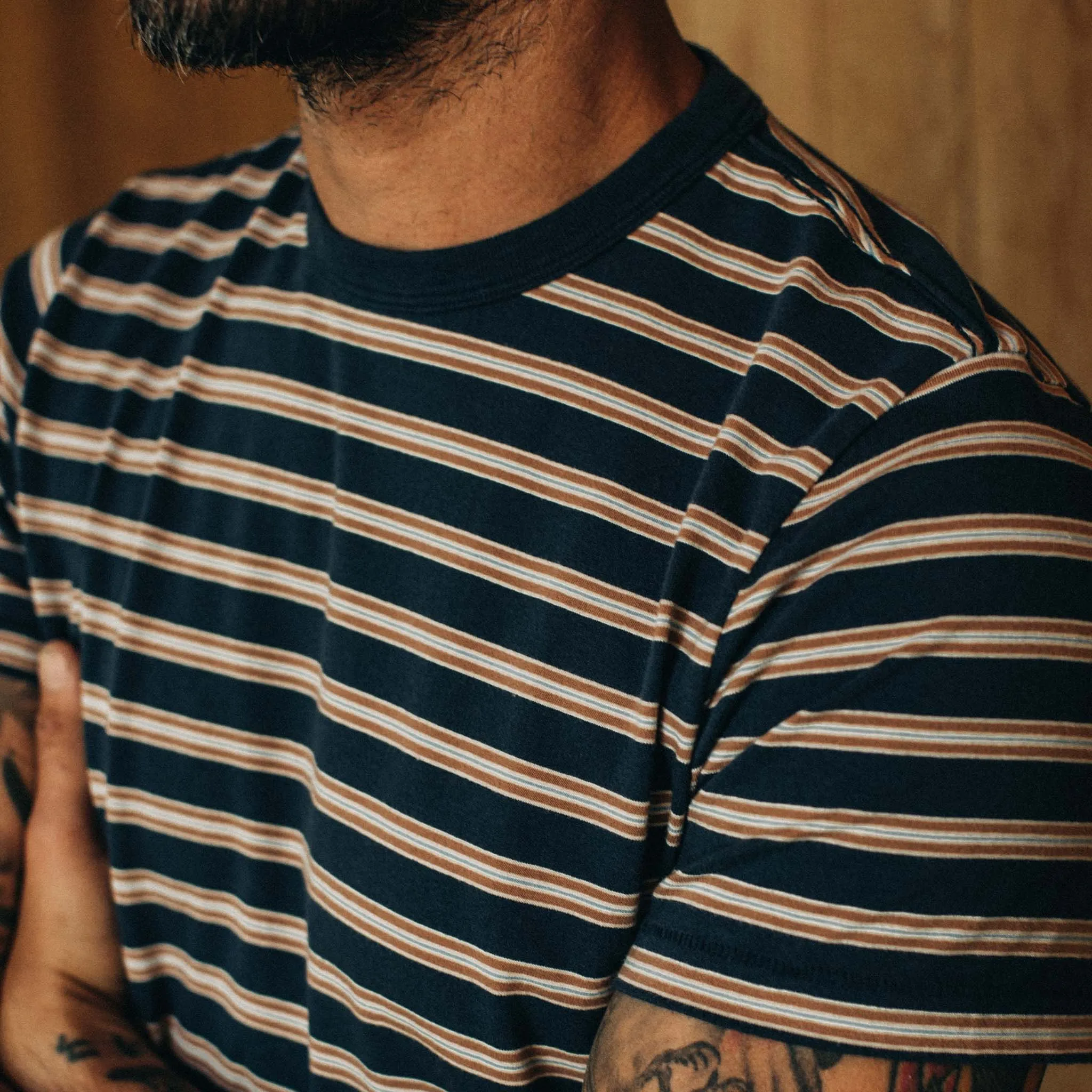 The Organic Cotton Tee in Deep Sea Stripe sold by Taylor Stitch product image thumbnail 3