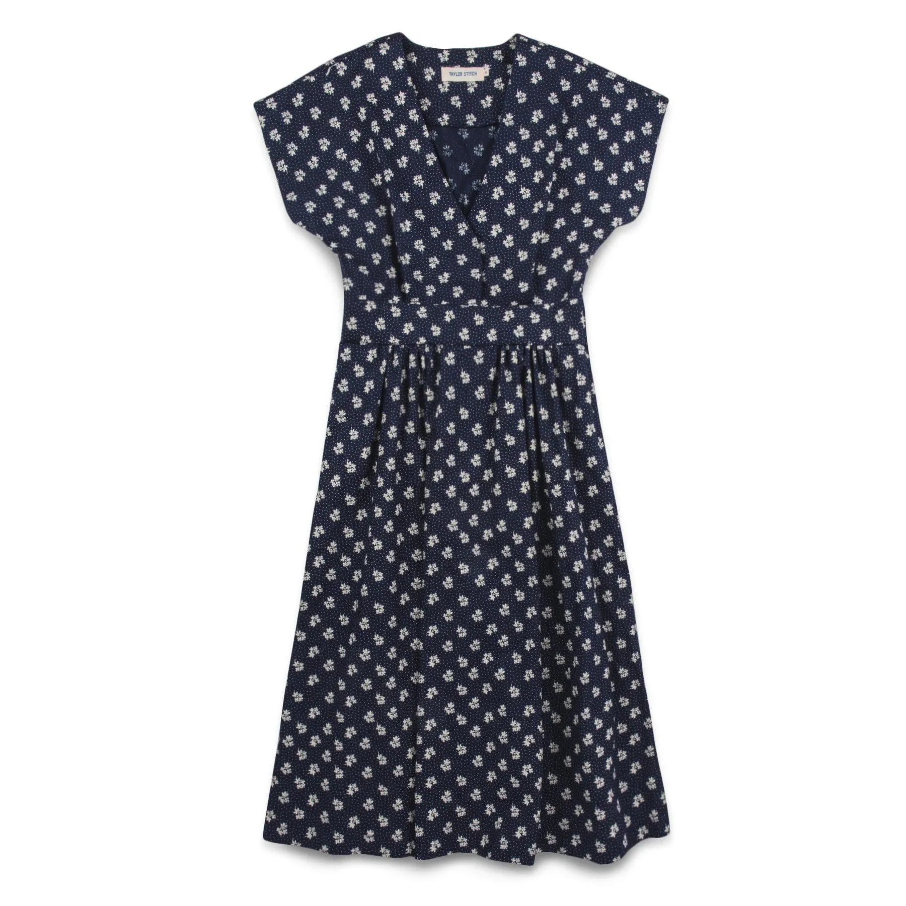 The Emma Dress in Indigo Print sold by Taylor Stitch