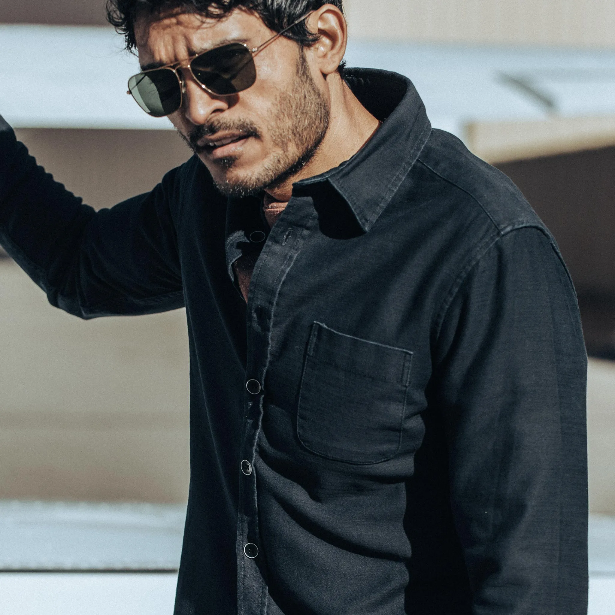 The Mechanic Shirt in Black Reverse Sateen sold by Taylor Stitch product image thumbnail 2