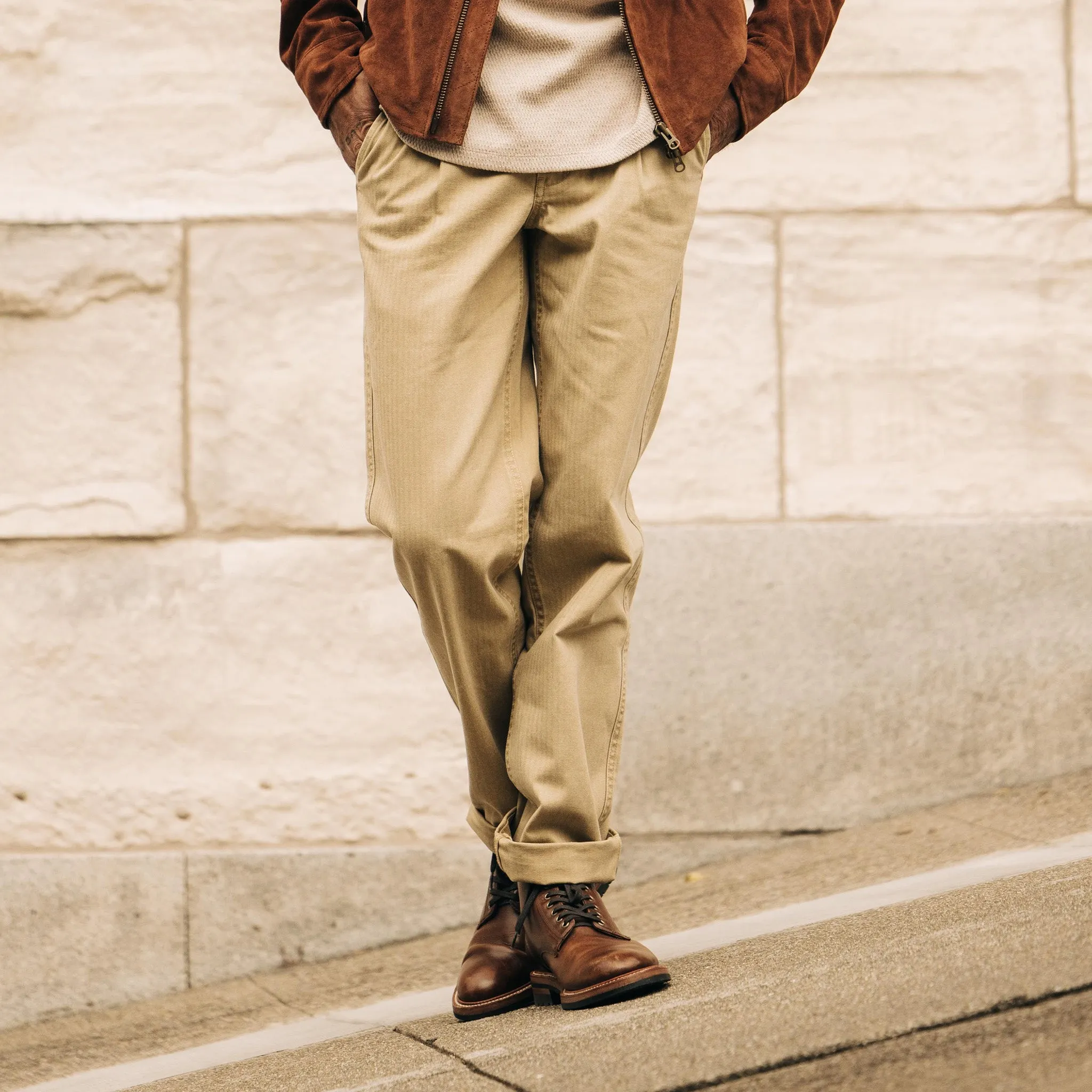 The Matlow Pant in Light Khaki Pigment Herringbone sold by Taylor Stitch product image thumbnail 4