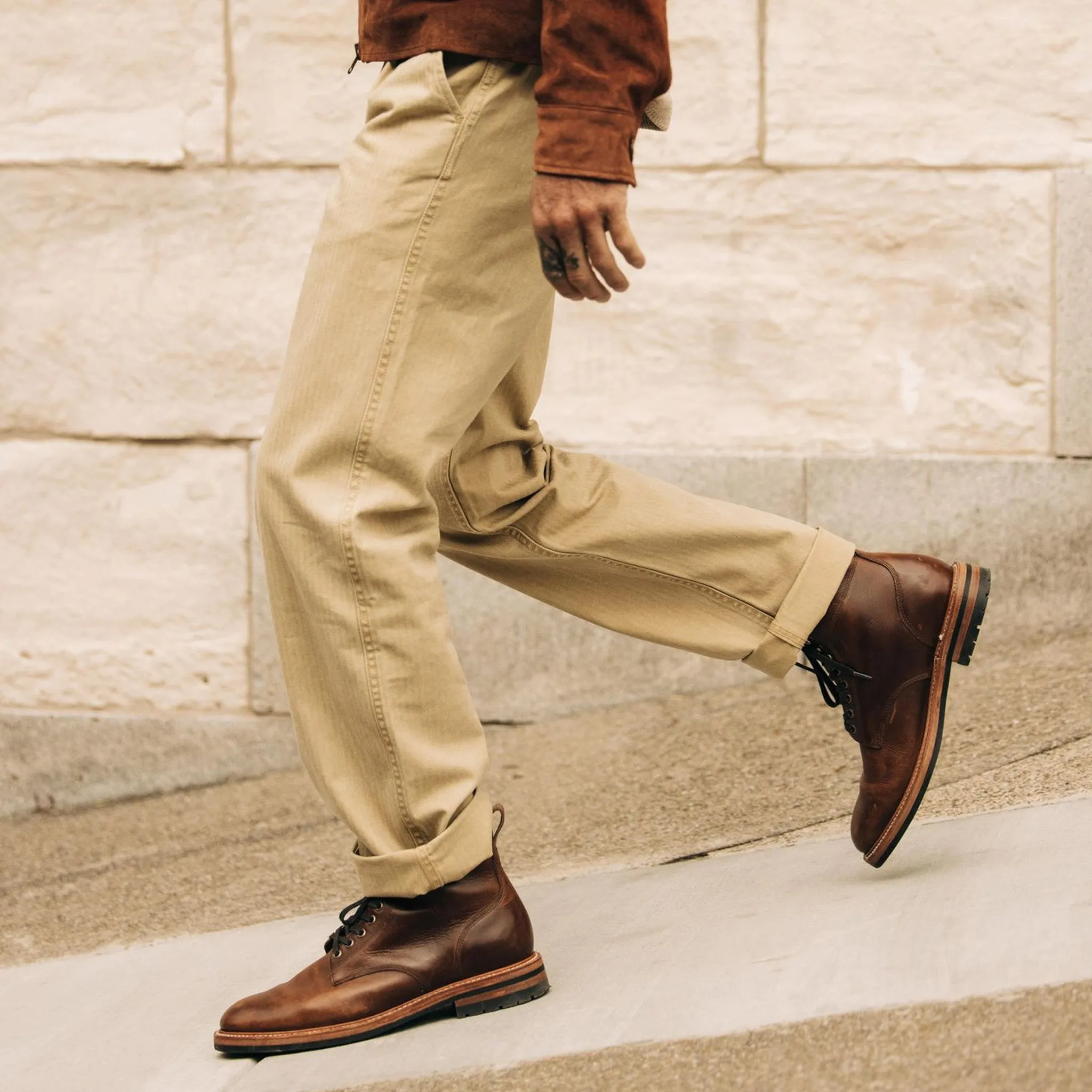 The Matlow Pant in Light Khaki Pigment Herringbone sold by Taylor Stitch product image thumbnail 2