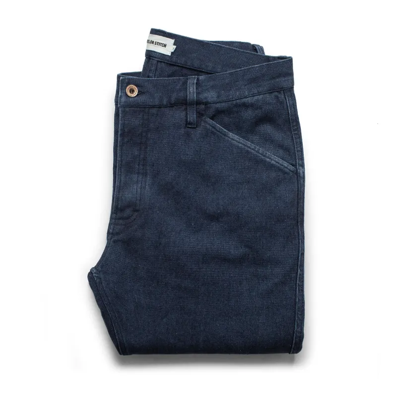 The Camp Pant in Indigo Boss Duck sold by Taylor Stitch