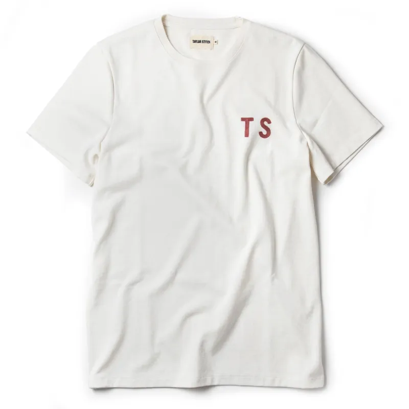 The Embroidered Heavy Bag Tee in Natural TS sold by Taylor Stitch
