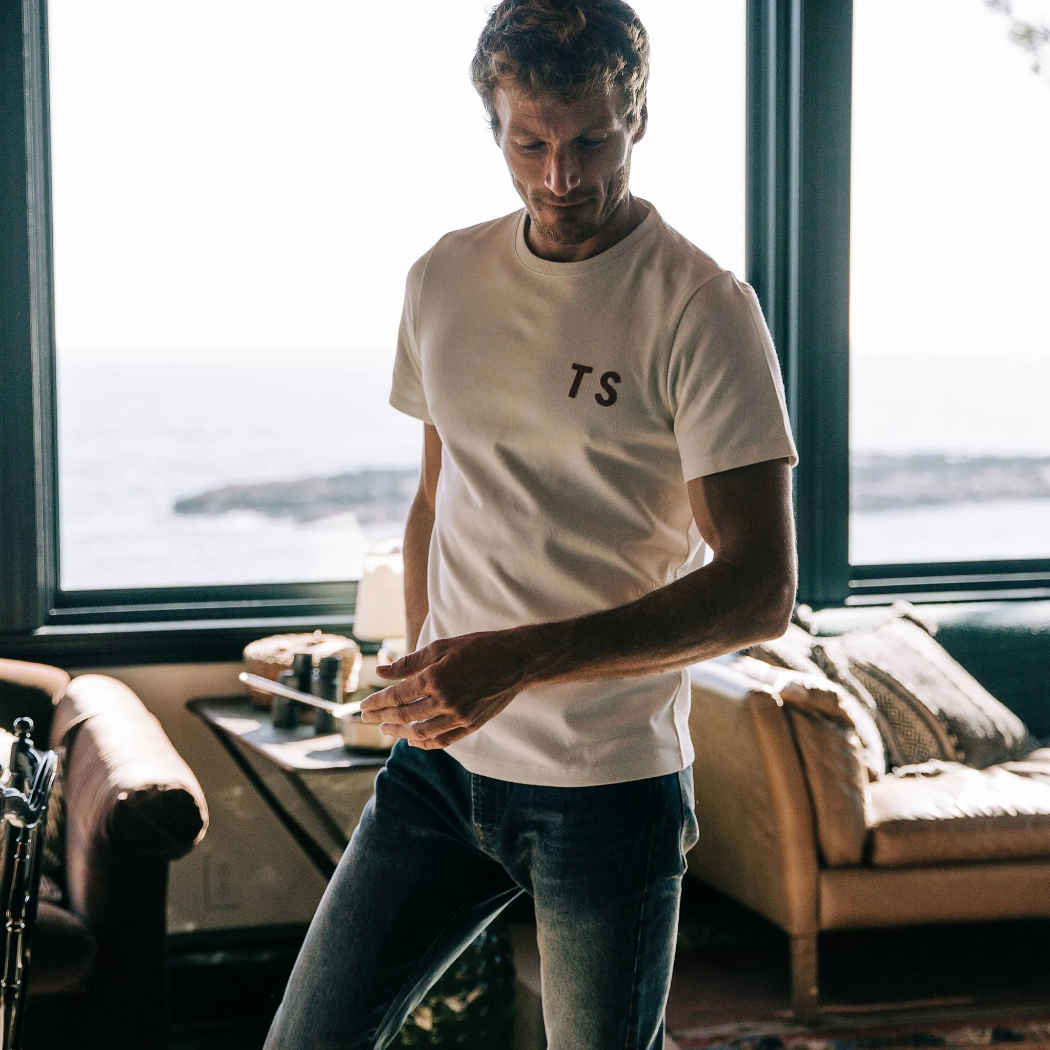 The Embroidered Heavy Bag Tee in Natural TS sold by Taylor Stitch product image thumbnail 2