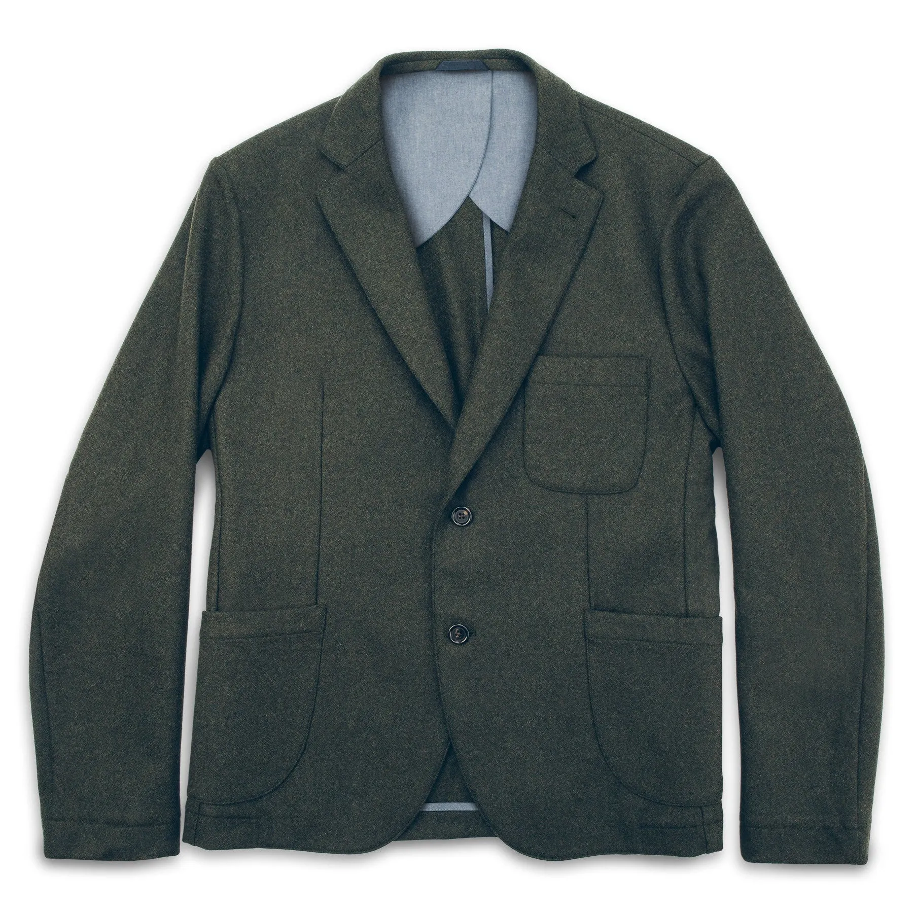 The Telegraph Jacket in Olive Wool sold by Taylor Stitch