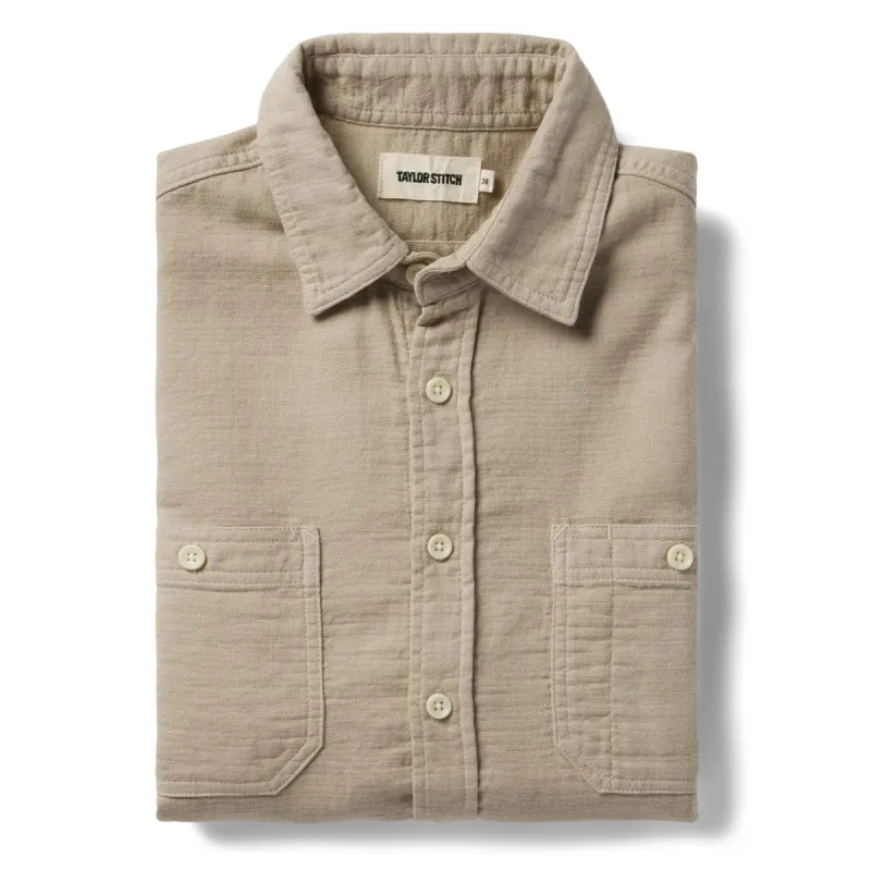 The Utility Shirt in Stone Double Cloth sold by Taylor Stitch