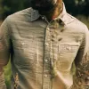 The Utility Shirt in Stone Double Cloth sold by Taylor Stitch