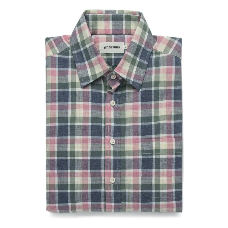 The California in Watermelon Madras sold by Taylor Stitch