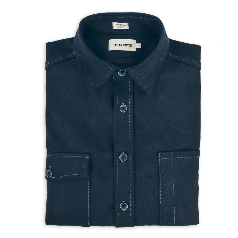The Utility Shirt in Cone Mills Indigo Selvage Canvas sold by Taylor Stitch